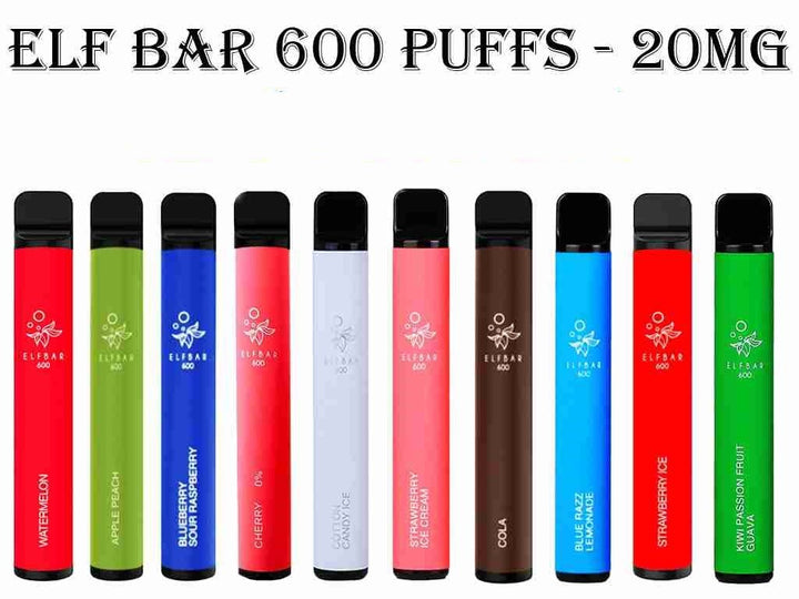 Elf Bar 600 puffs Disposable Vape 20mg - Pack of 10 - koolvapes - 600 Puffs