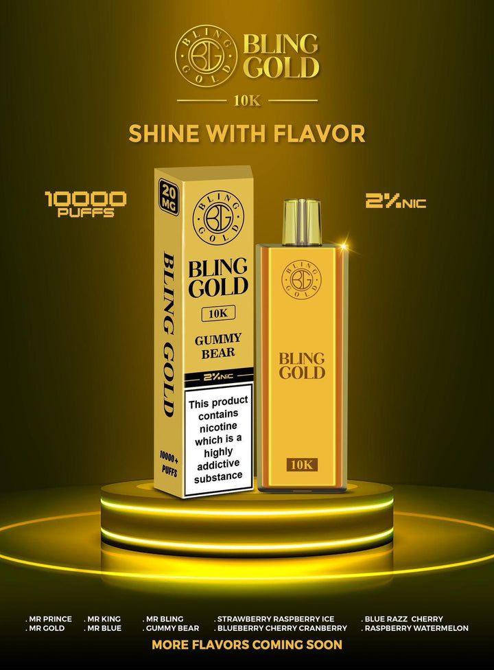 Gold Bling 10000 Disposable Vape Puff Pod Bar Box of 10 - koolvapes -