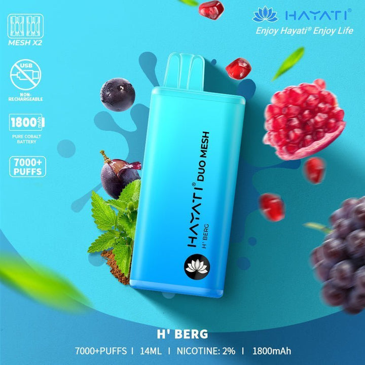 Hayati Duo Mesh 7000 Disposable Vape Puff Bar Pod Box of 10 - koolvapes - 7000 Puffs