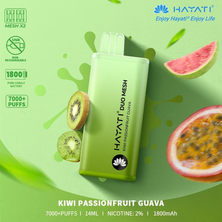 Hayati Duo Mesh 7000 Disposable Vape Puff Bar Pod Box of 10 - koolvapes - 7000 Puffs