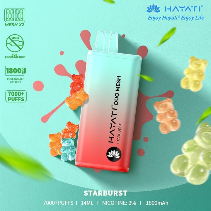 Hayati Duo Mesh 7000 Disposable Vape Puff Bar Pod Box of 10 - koolvapes - 7000 Puffs