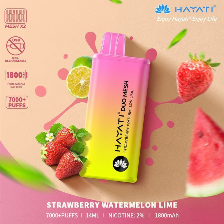 Hayati Duo Mesh 7000 Disposable Vape Puff Bar Pod Box of 10 - koolvapes - 7000 Puffs