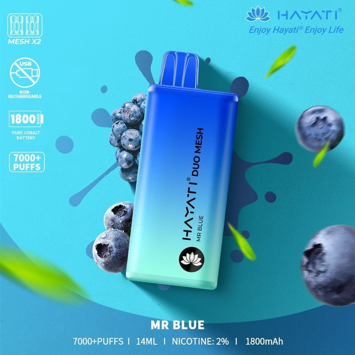 Hayati Duo Mesh 7000 Disposable Vape Puff Bar Pod Box of 10 - koolvapes - 7000 Puffs