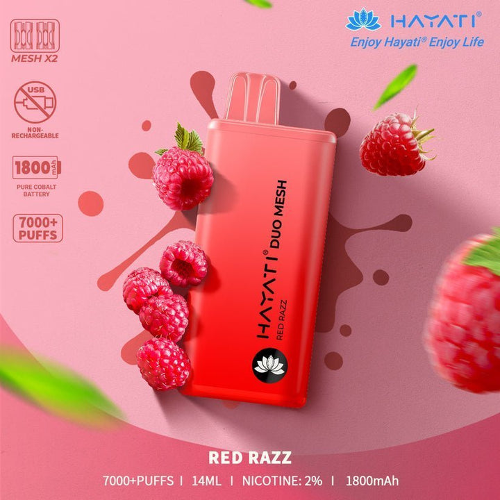 Hayati Duo Mesh 7000 Disposable Vape Puff Bar Pod Box of 10 - koolvapes - 7000 Puffs