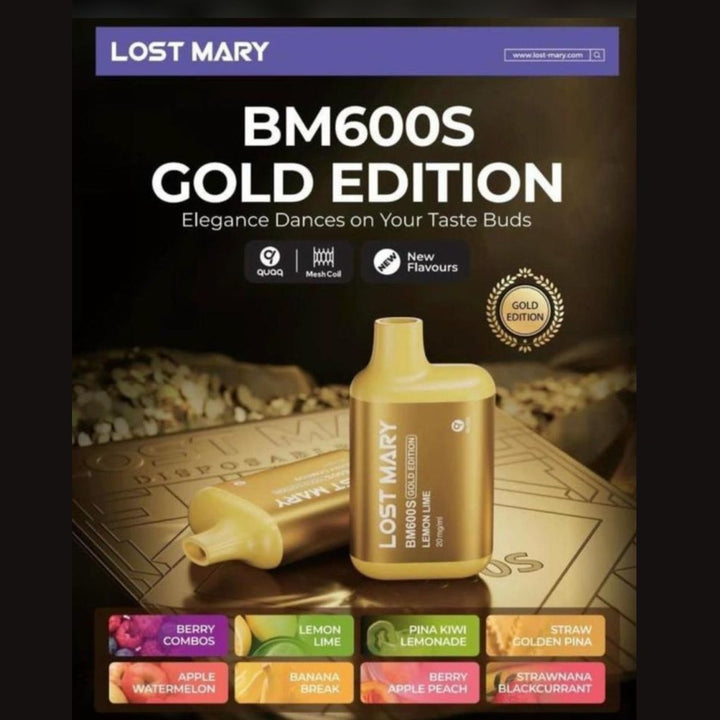 Lost Mary BM600S Gold Edition Disposable Vape Puff Pod (BOX OF 10) - koolvapes - 600 Puffs